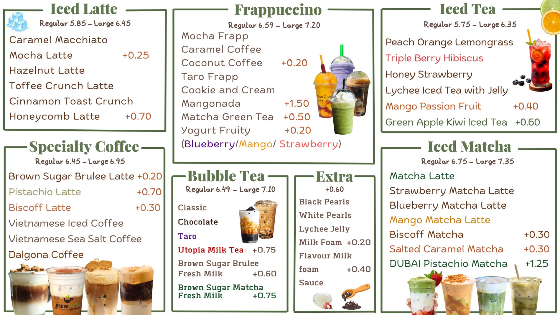 Iced drinks menu board