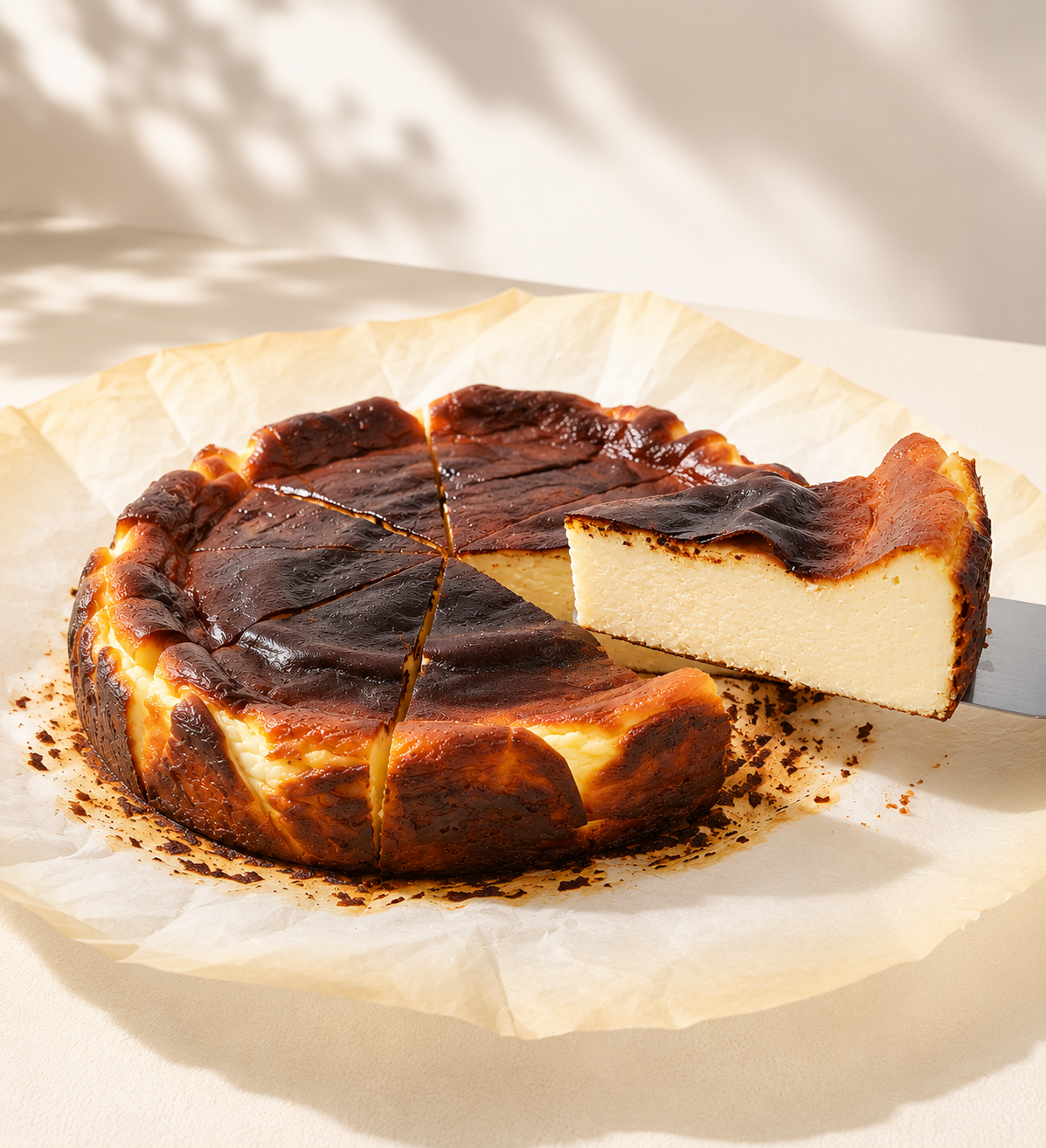 A slice of Basque burnt cheesecake